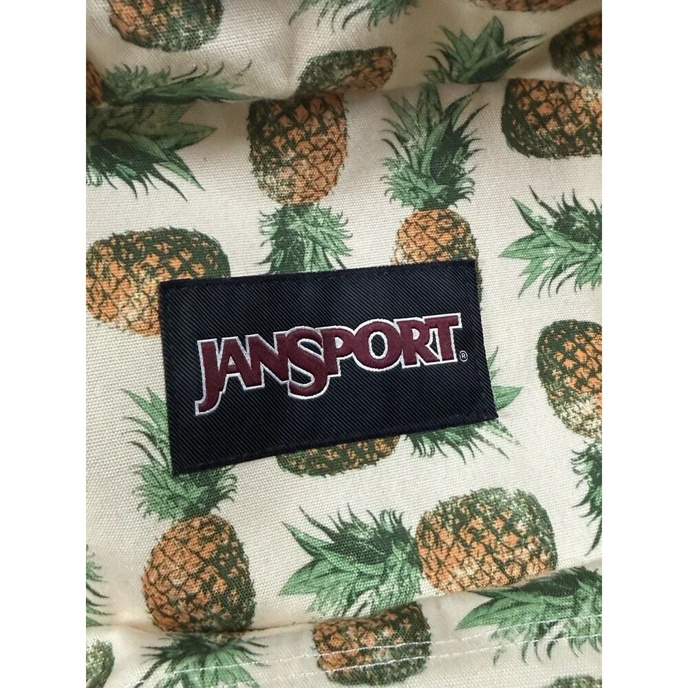 JanSport Right Pack Expressions Backpack Pineapple Print Suede Bottom Laptop Bag